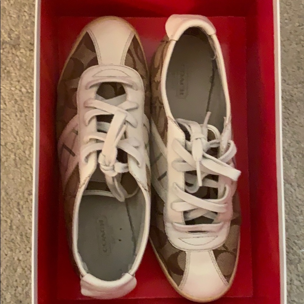 COACH PLAID TIE UP SNEAKERS